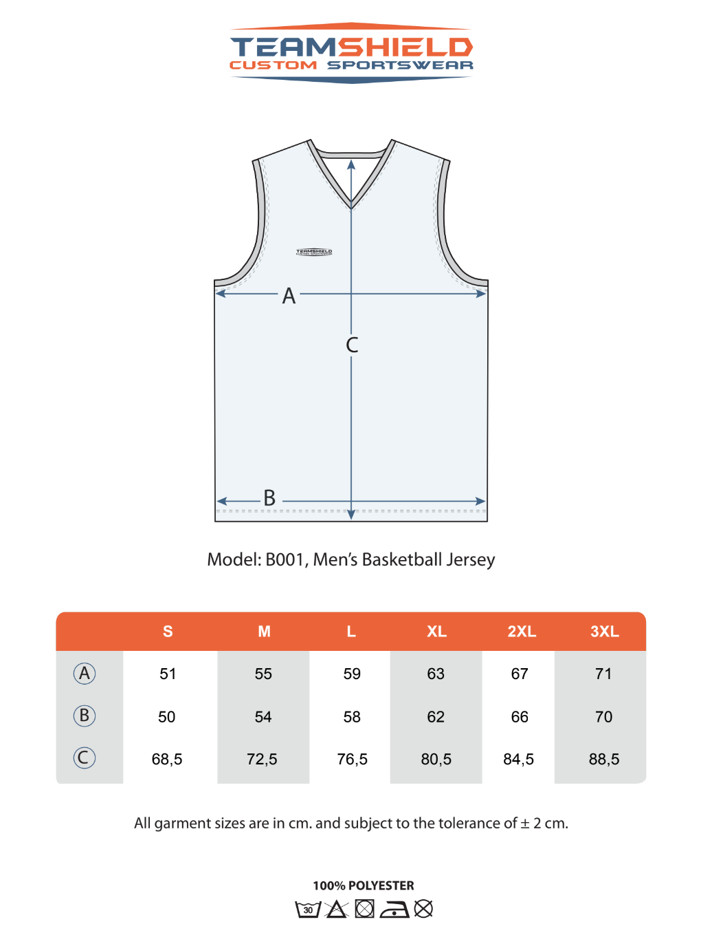JerseyKing Sportswear - Basketball Jersey Size Chart